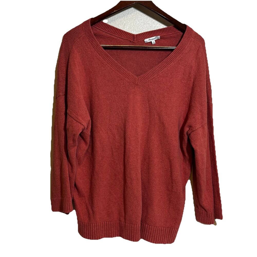 Madewell Lightweight Sleeve Double V-Neck Sweater in Mahogany Size 1X